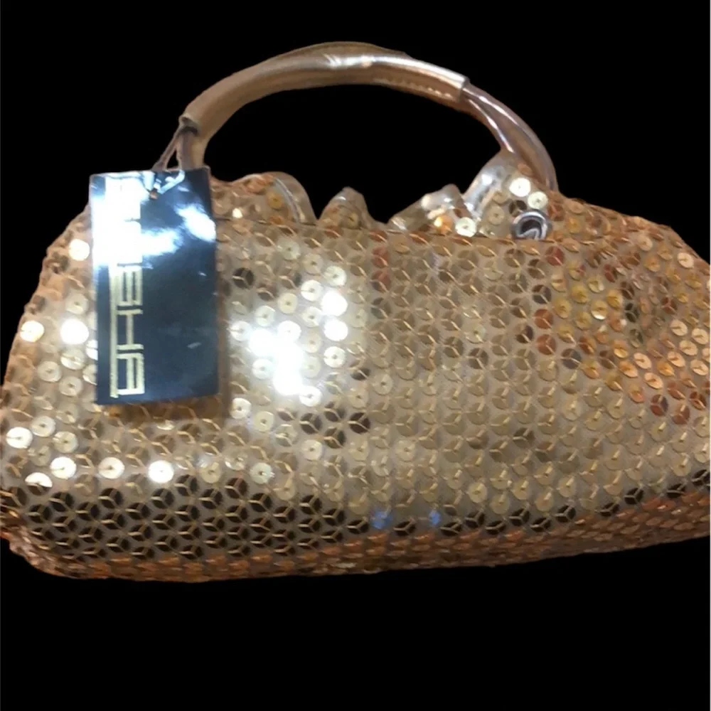 NWT gold sequined clutch purse